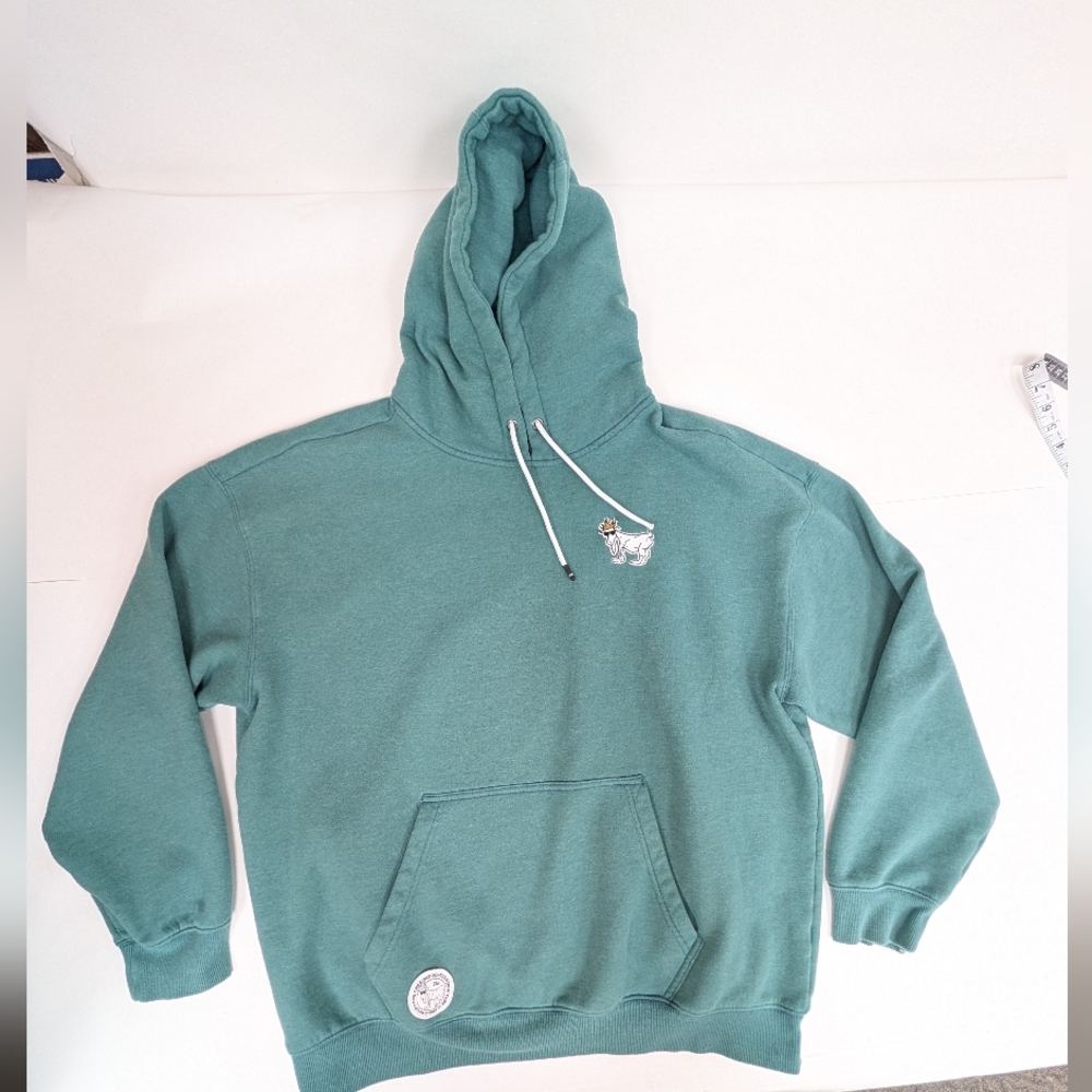 Classic Teal Pullover Hoodie with Embroidered Patch